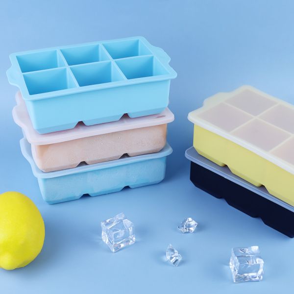 Custom Silicone Rectangular Ice Cube Tray Folding Leak Proof