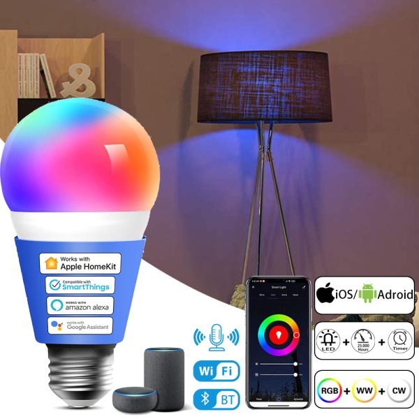 500LM Alexa Enabled Light Bulbs Bluetooth E27 Wifi Smart Light Bulb SMD5050