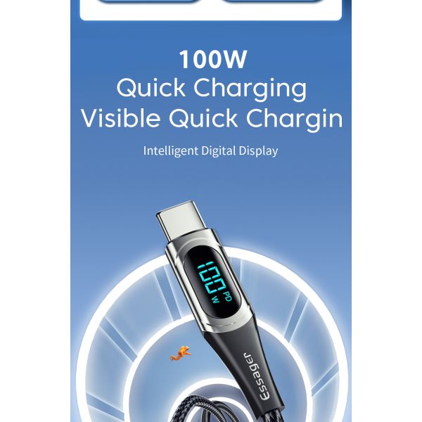 LED Digital Display USB C To C Cable Quick Charge HD 100W OEM/ODM 1M 2M 3M 5A
