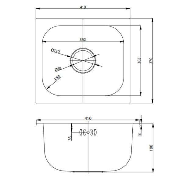 ARROW AG5501 Kitchen Sinks Small Size 390x350mm Installation Size