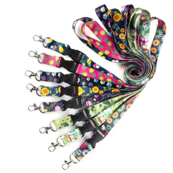 Custom Silk Woven Sublimation Printed Anime Design Promotional Lanyard with Breakaway Clip