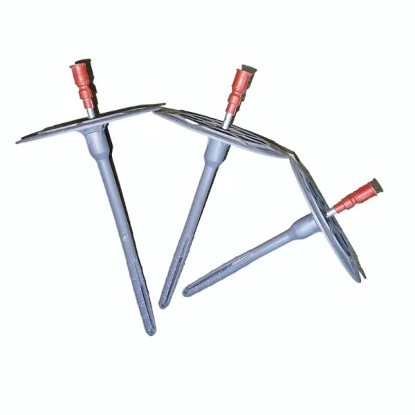 Red Cap 80MM Fixed Disc Hammered Concrete Plastic Insulation Anchors 1.12KN Capacity