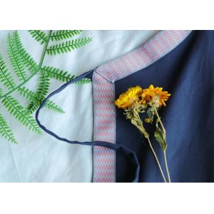 Blue Ethnic Style Kitchen Cooking Apron , Womens Cooking Apron With White Pocket