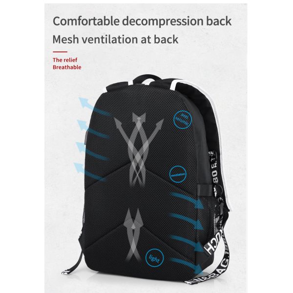 Factory wholesale custom fluorescent logo boys waterproof bookbag durable luminous student school bags backpack for men
