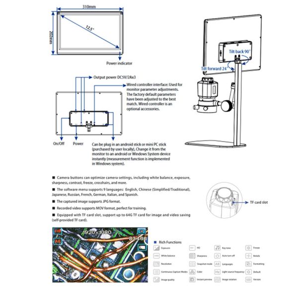 12.5 Inch Digital Optical Microscope OPTO- EDU A36.4932 HD Scanning Electron Microscope