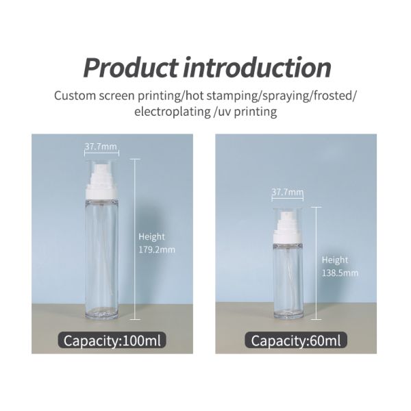 Customized Blue Cosmetic Bottles 60ml 100ml Transparent Plastic Bottle For Mist Spray