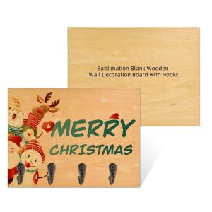 China Customized Wall Mounted Key Hook Board Modern Sublimation Wooden Key Hanger Wall Decoration Board wholesale