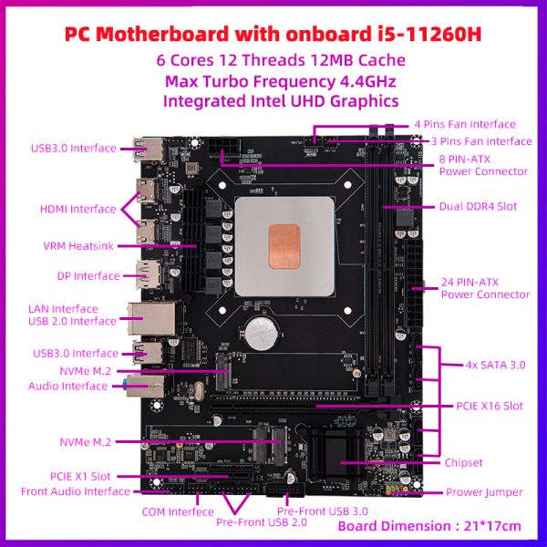 Gaming PC Desktops Motherboard With Onboard CPU Kit I5 11260H