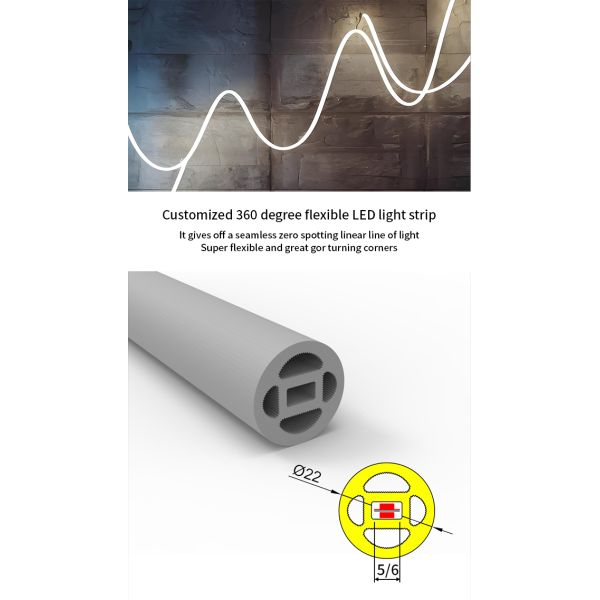 IP67 Circular Silicone Neon LED Flex 360° SMD2835 LED Neon Flexible Strip Light