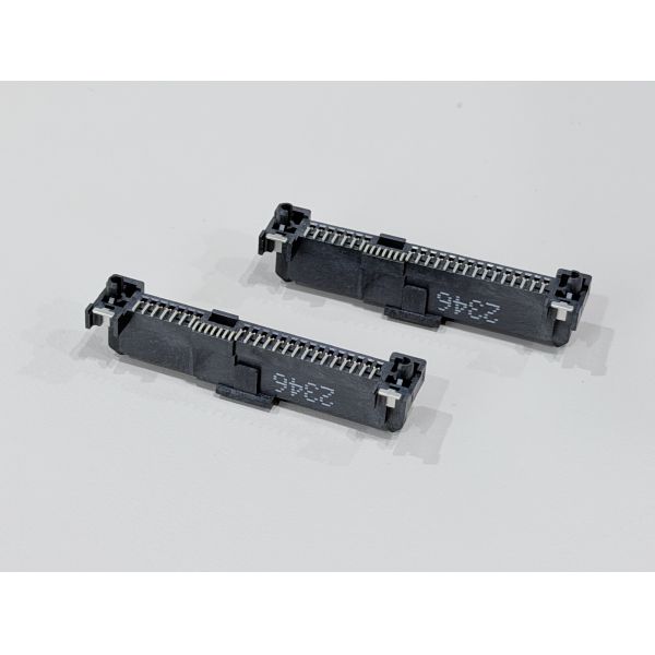 SAS 29P Female Connector with fish fork, SMT, Gold-Plated 30U", PCB Mount, High-Speed Signal and Power Transmission, RoHS &HF Compliant