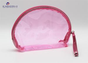 Semicircular Shape Soft PVC Bags Transparent Clear Pink Color Size 17X5.8X13cm