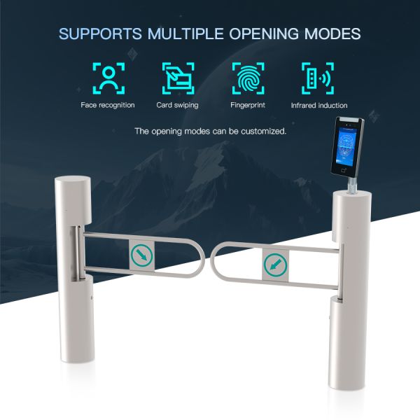 HCW 1S Turnstile Swing Gate Supermarket Entrance Turnstile With Face Fingerprint Recognition