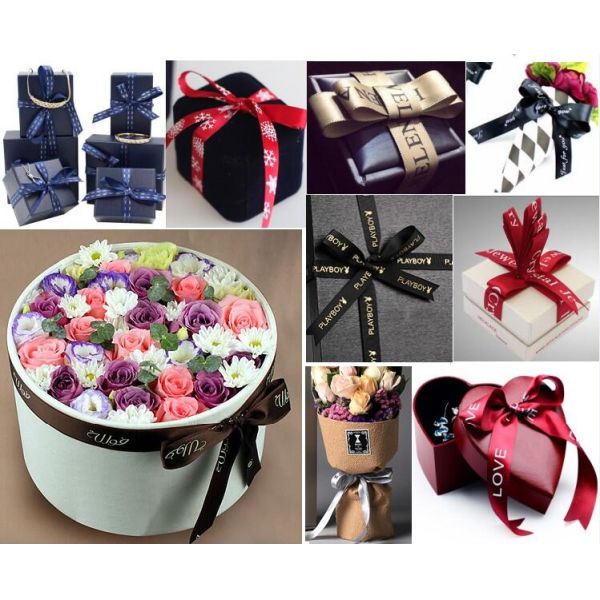 Fancy Custom Award Ribbons Blue / Red / White Color Hot Stamping Printing