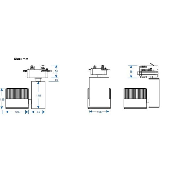 Super brightness led track light 40w 4800lm with 3 years warranty