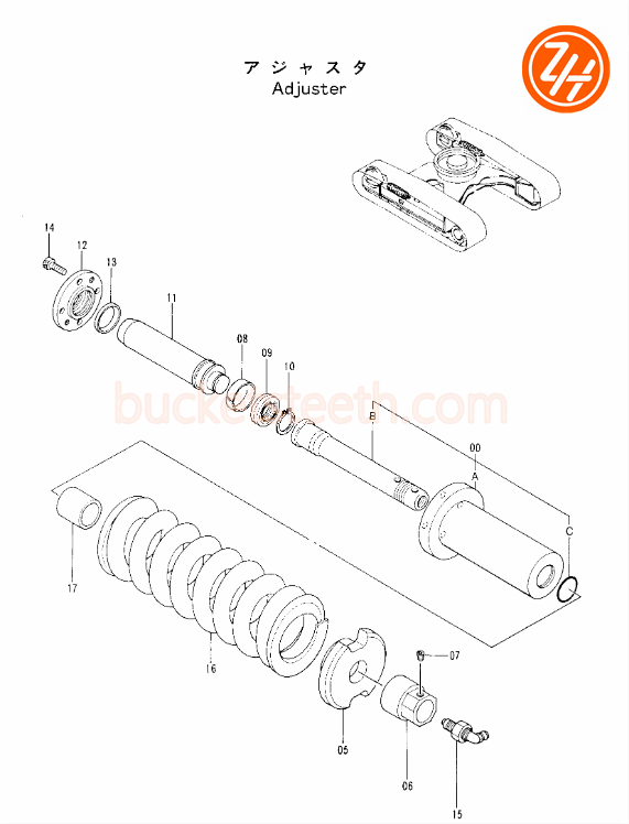 OEM 9106414 Hitachi Excavator Track Tension , EX55 Hitachi Track Adjuster