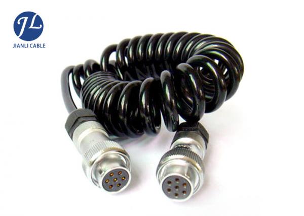 Quality 5 Pin Spring Coiled Trailer Cable , Curly Electric Cable For Vehicle Safety System for sale