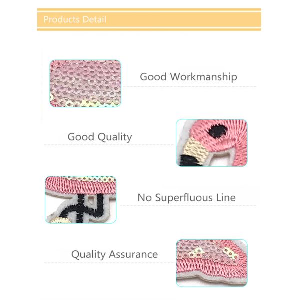 Popular DIY Flamingo Iron On Patch , Pink Flamingo Patches Sequin Material
