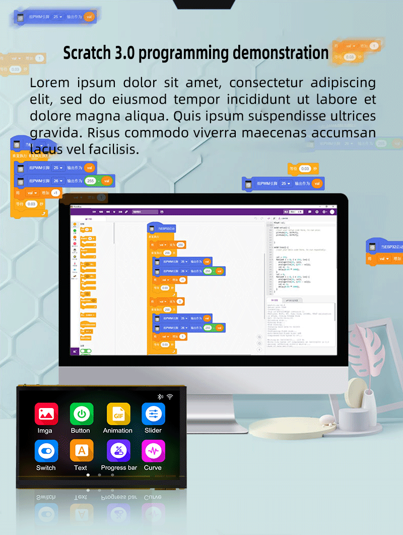 JC1060P470C_I_W IPS View ESP32 Display Unit -20C-70C Advanced Display Technology for Industrial Applications 7 inch capacitive touch screen energy