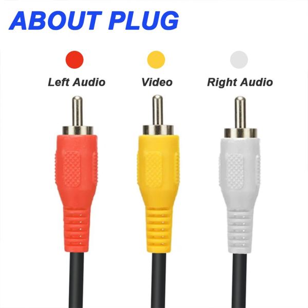 6ft RCA AV Cable 3-Piece Composite Video Audio for TVs DVD Players