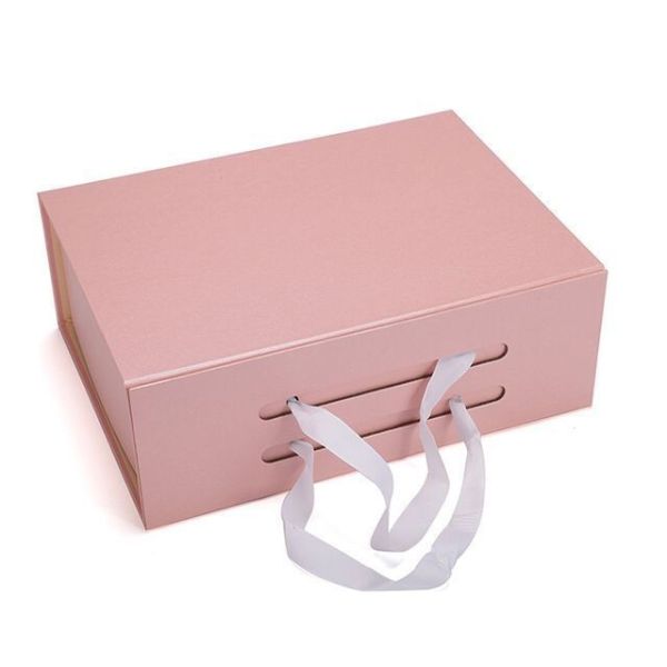 Foldable Magnetic Closure Cardboard Paper Gift Boxes With Handle Custom Rigid Cardboard