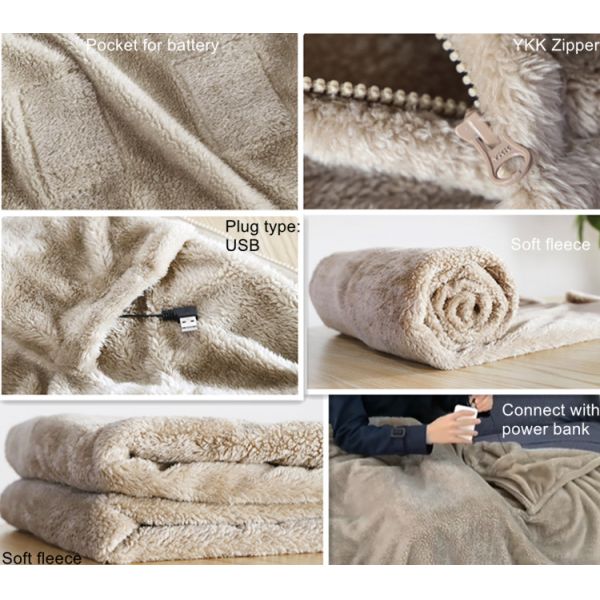 Low Voltage Heated Infrared Blanket 80 X 150cm Safe Heated Bed Sheet With USB