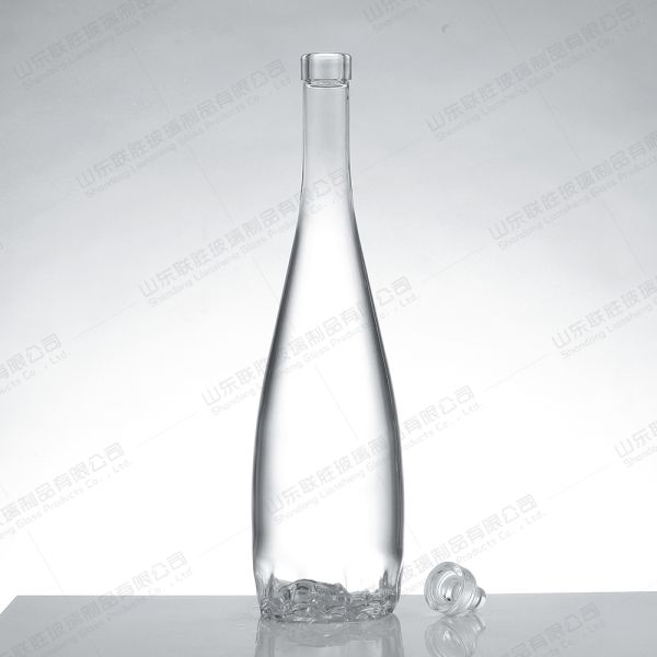 Unique Shaped Clear Champagne Sparkling Wine Glass Bottle with Cap OEM/ODM Acceptable