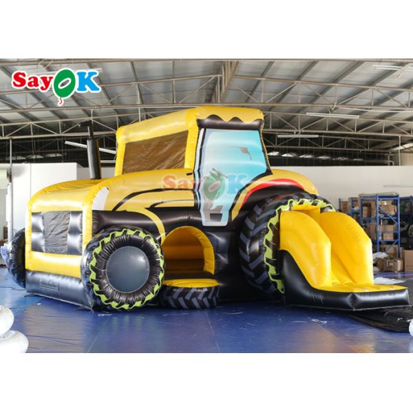 Digital Printing Inflatable Tractor Bounce House With Ball Pit Pool Blow Up Bouncer