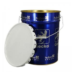 China 20L White Metal Paint Bucket 5 Gallon Tin Pail With Lock Ring With Rubber Gasket on sale