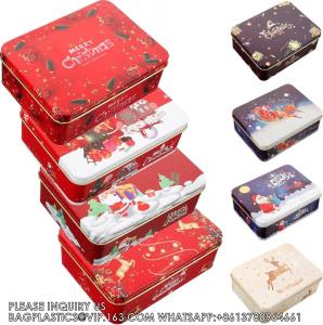 China Tin Boxes Mixed Patterns Holiday Tinplate Boxes Greeting Gift Card Holder Metal Decorative Boxes Christmas Cookie Tin wholesale