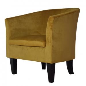 China Yellow Velvet Tub Arm Chair Modern Plush For Office Living Room wholesale