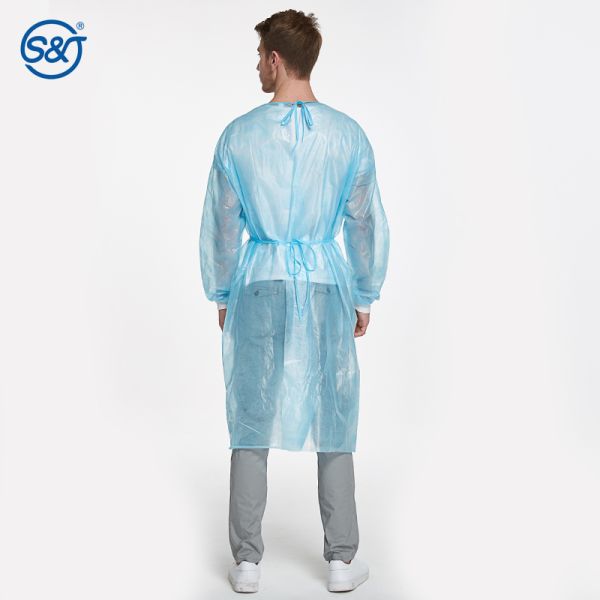 PP+PE Disposable Isolation Gown impervious knitted cuff disposable waterproof isolation gowns