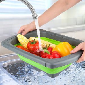 Silicone Collapsible Colander Strainer Over Sink Vegetable/Fruit Colanders