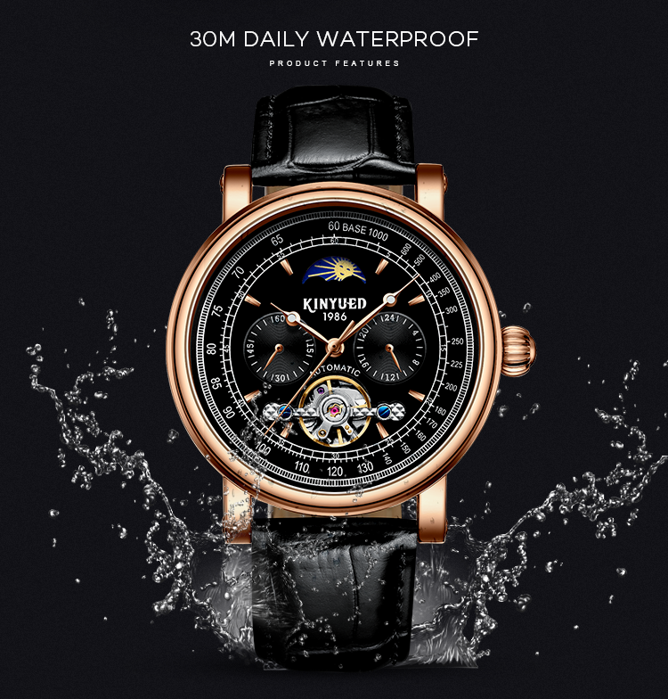 KINYUED big flywheel watch male waterproof business men's automatic mechanical watch