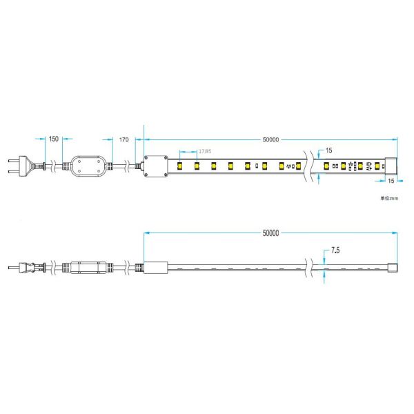 180 - 264V Super Bright 2835 LED Strip Lights 5W / M Outdoor IP67 Waterproof For Hotel