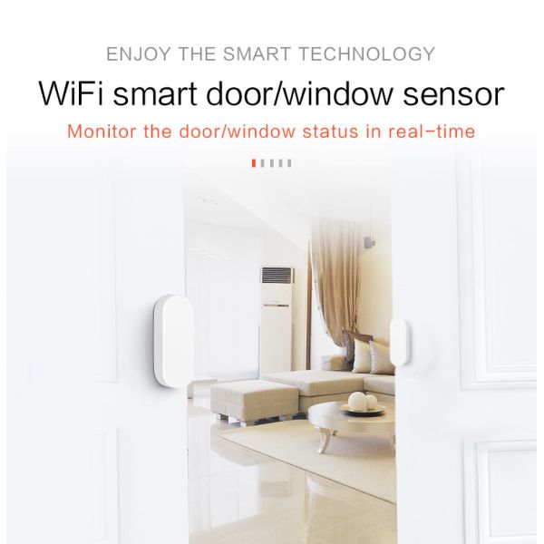 Manufacturer Tuya Smart Door Magnetic Sensor Wifi Automatic Door Window Sensor Alarm Work With Google Alexa