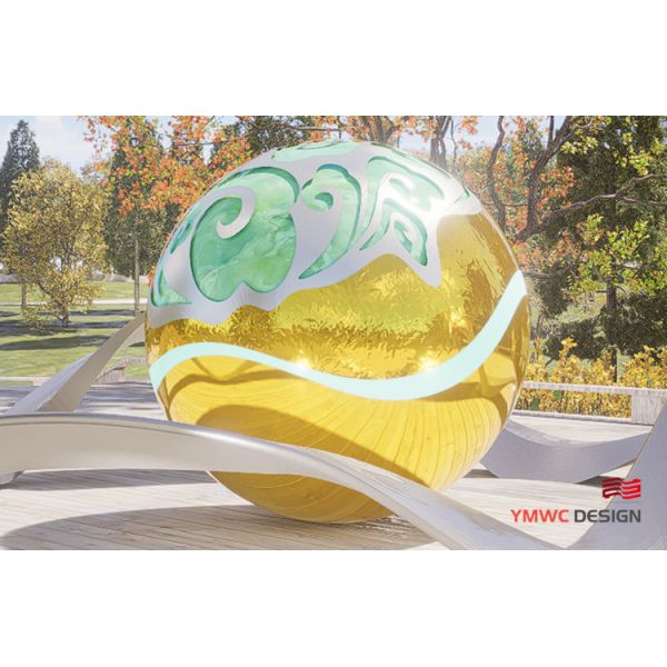 Outdoor Landscape Stainless Steel Abstract Art Sculpture with Customized LED Lights