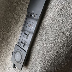 Embedded conference table power outlet mobile phone wireless charging multimedia