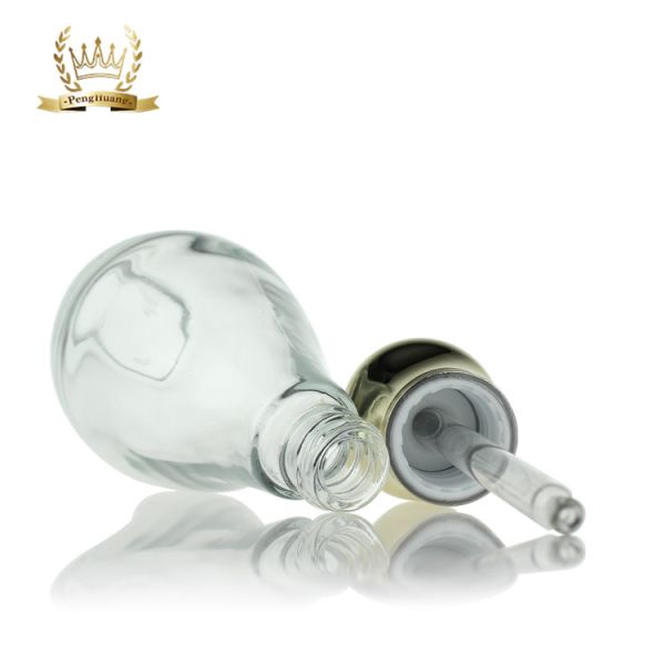 60ml Serum Dropper Bottles Unique Shape Glass Bottle For Serum With Gold Cap