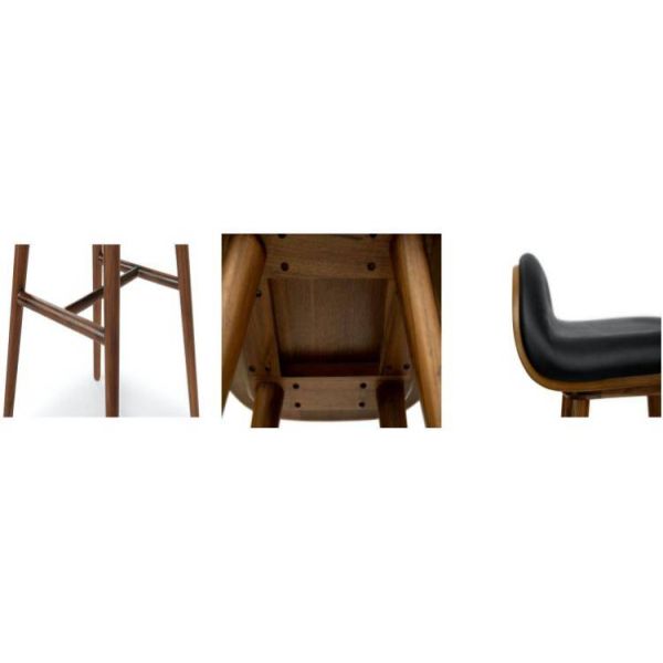 Modern Mahogany High Foot Wooden Bar Stools for Cushioned Seating in Bars and Clubs