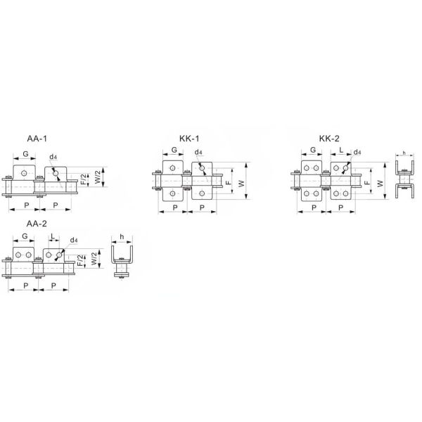 C2060 C2080 Double Pitch Conveyor Chains With Extended Pins