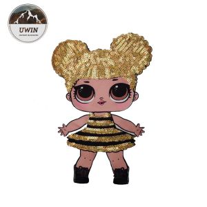 China Various Design Doll Embroidered Badge Patch With Sequin / Weave Material wholesale