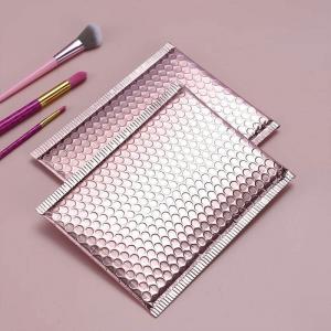 China Custom Logo Air Padded Envelopes Metallic Rose Gold Foil Bubble Mailer Bag For Cosmetics wholesale