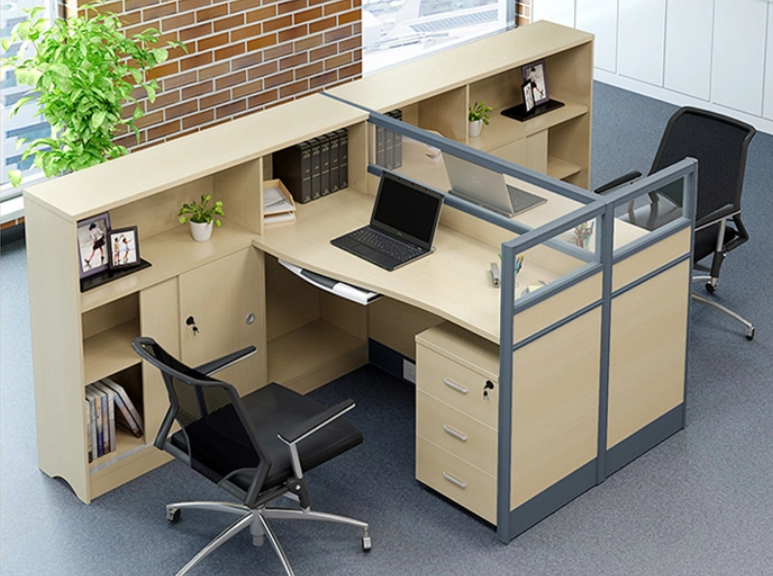 Customized Size Office Furniture Partitions / Wooden Modular Office Workstation