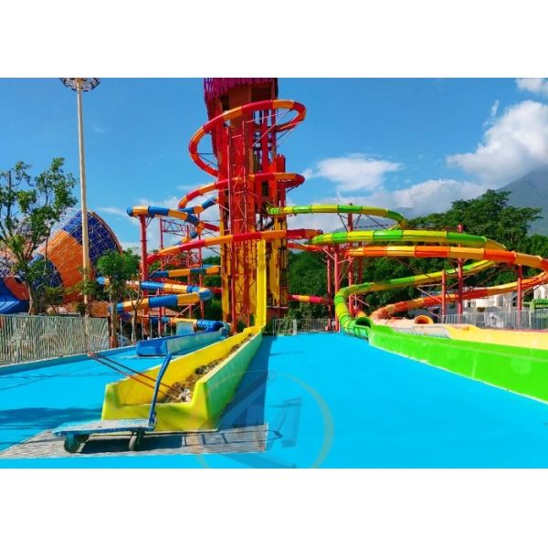 Public Use Water Rainbow Slide Commercail Multi Lines Anti Ultraviolet