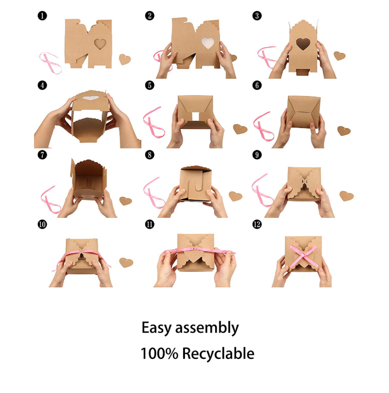 CMYK 4 Color Printing Paper Cookie Boxes With Ribbon Recycled Material