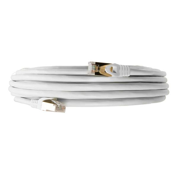 0.5-90m RJ45 Patch Cord , Double Shield White Cat 7 Ethernet Cable