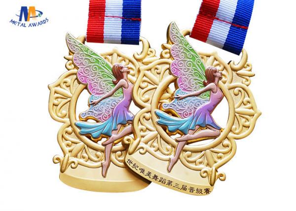 Custom Cut Out Dancing Medal Feature The Dancer In Colorful Painting With Wings