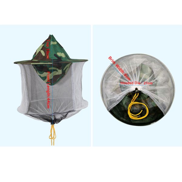 Camouflage Bee Veil Hat High Safety Double Inner Layer Elaborate Shrinkable Design