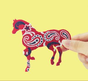 China Paisley Bandana Horse Embroidered Animal Patches Iron On Backing Fabric wholesale