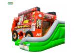 Fire Truck Inflatable Jumping Castle Childrens Bouncy Castle 0.55mm PVC Material